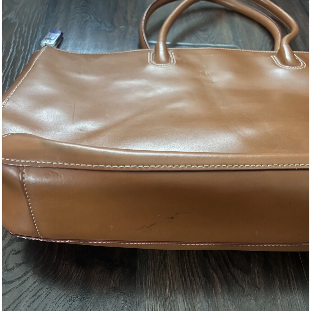 Lodis Audrey Milano Camel Leather Tote Bag Shoulder Laptop Travel Purse - Picture 11 of 11